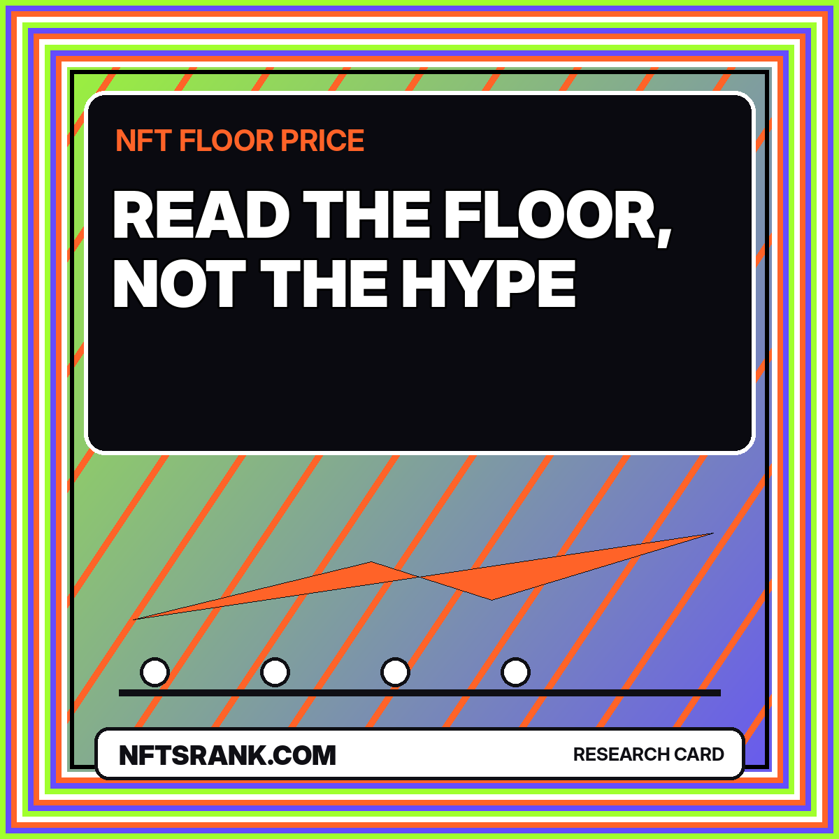 Neon floor line and price markers illustrating NFT floor price analysis