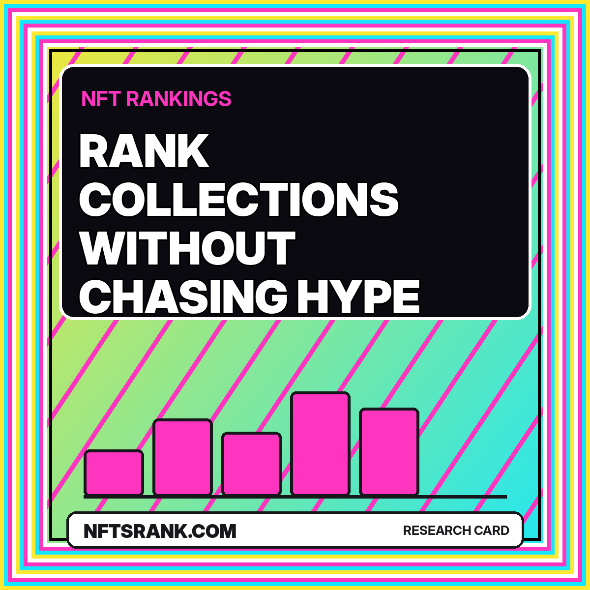 Neon chart illustration for an NFT ranking methodology guide