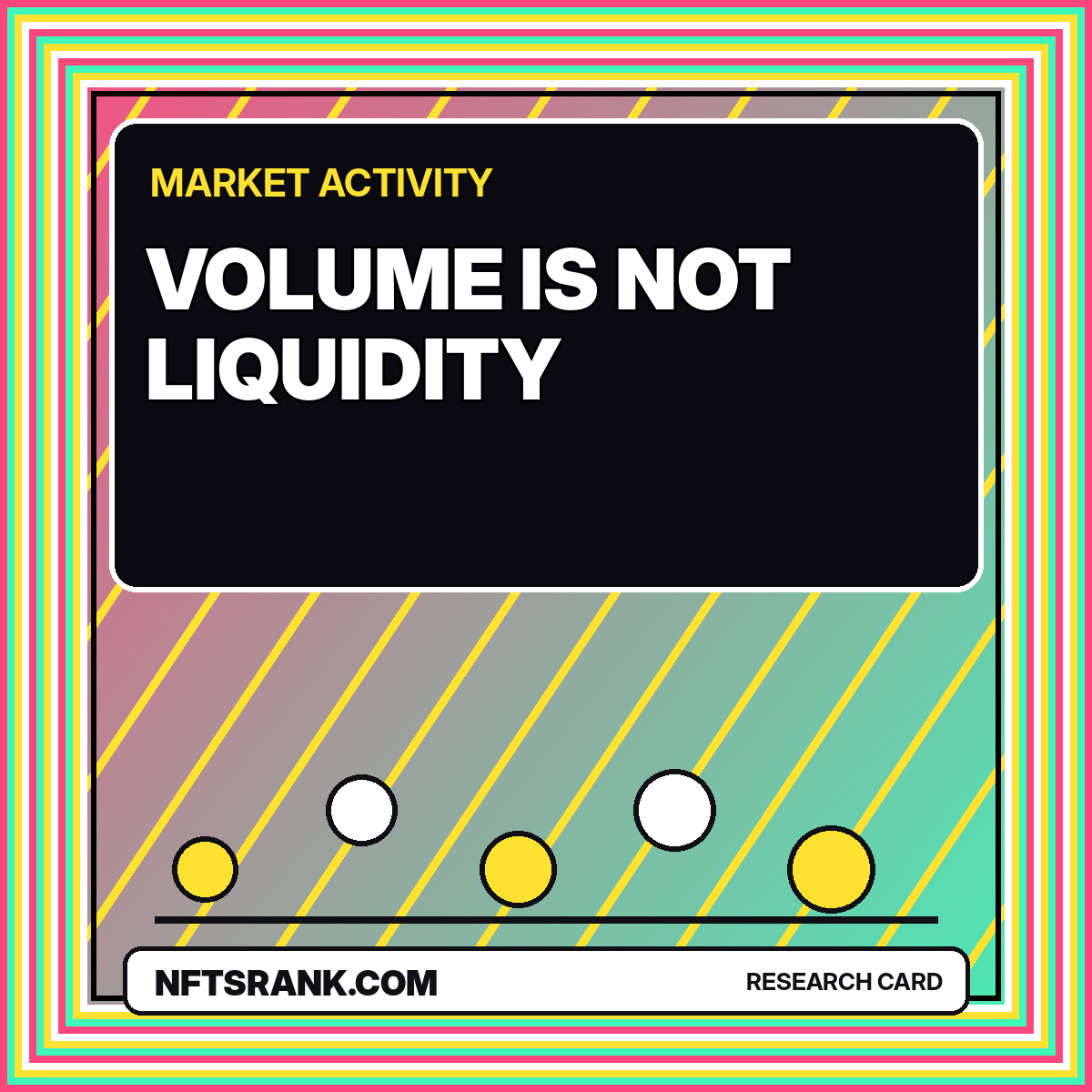 Neon circles and baseline representing NFT trading volume and liquidity